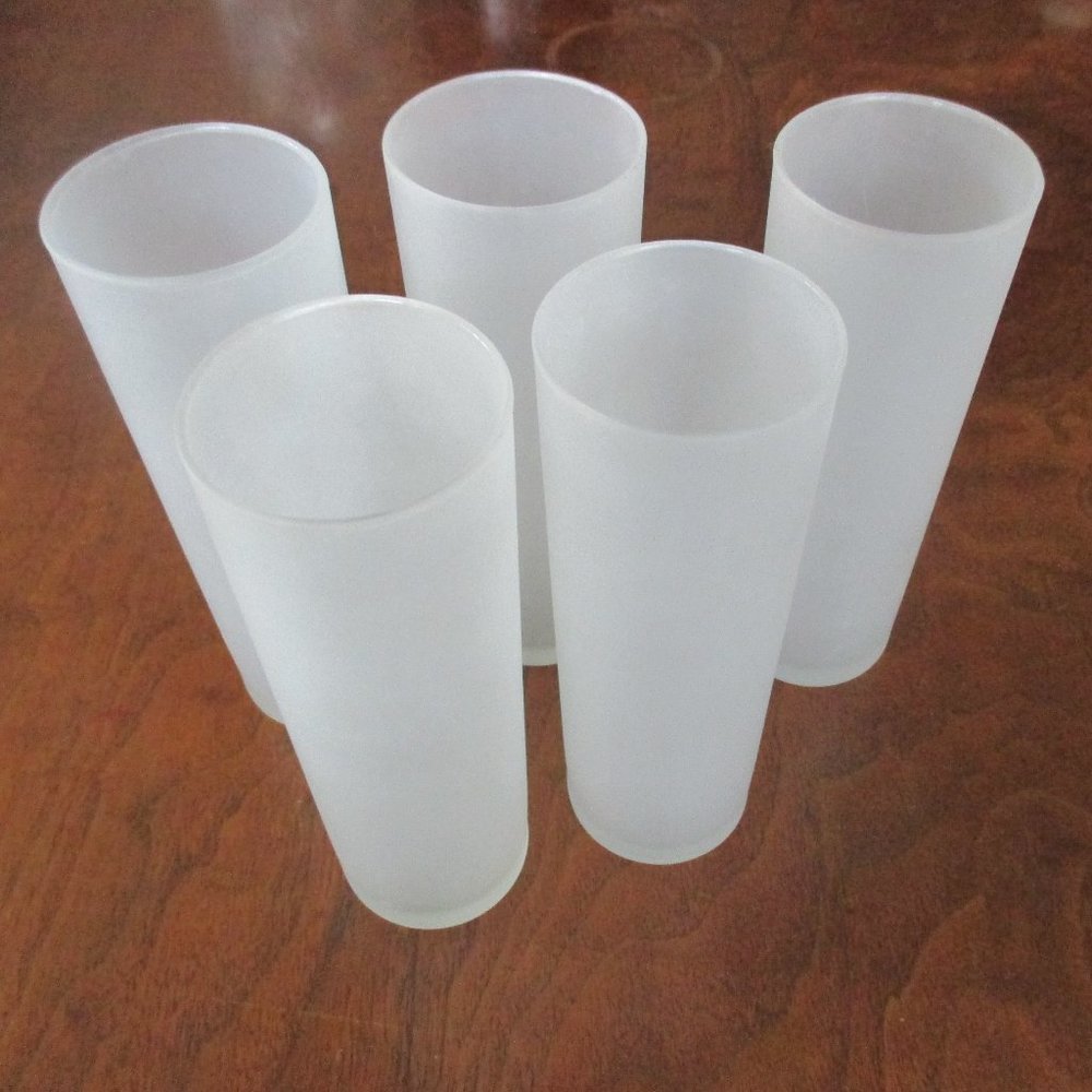 Tall and Slim Frosted Collins or Iced Tea Glasses Set of 5